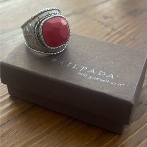 SILPADA Jewelry~ 'SAMBA' Red Coral & Silver Ring ~ Size 7.5